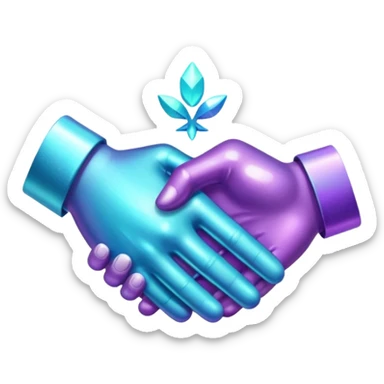 Glitter Purple and Cian handshake sticker