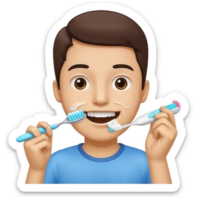 someone brushing their teeth sticker