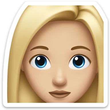 Girl with long, blonde and pin straight hair, blue eyes and fake eyelashes sticker