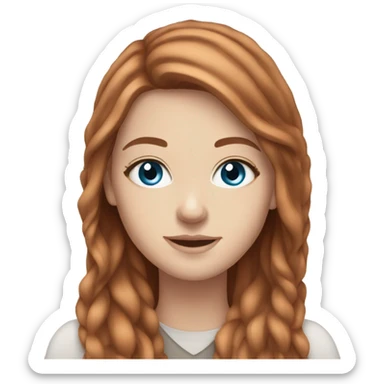 white girl with long auburn hair blue eyes sticker
