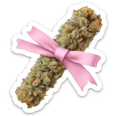 Rolled cbd joint with light baby pink ribbon on it sticker