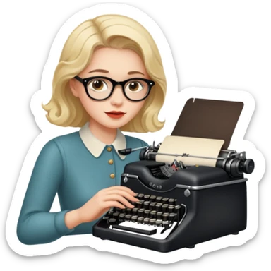 woman with vintage typewriter sticker