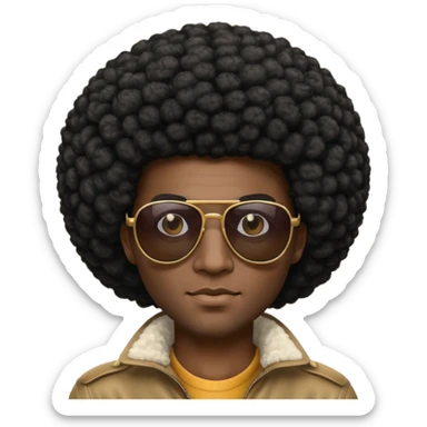 Dark colored man with sunglasses and an afro  sticker