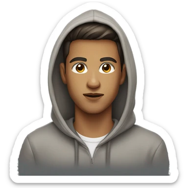 young man with brown eyes and fashionable haircut in hoodie sticker