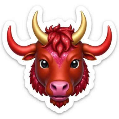 red glitter horned ox sticker