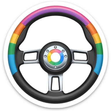 steering wheel with trans pride colors sticker