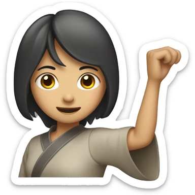 asian girl shaking cowbel sticker