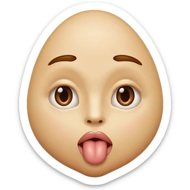 tête qui tire la langue sur le côté avec la bouche de côté et faisant des amandes avec ses yeux sticker