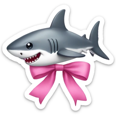 pink bow on cute shark sticker