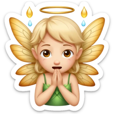 A little fairy, with wings,  , do more different emotional, she cry, smail  tayd , angry, hungry, sticker