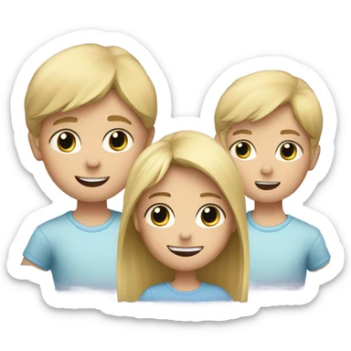 Little blond girl and two younger brothers all throwing a fit sticker