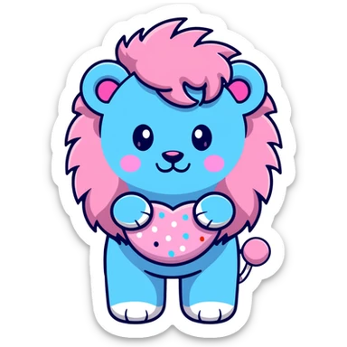 Lion with cotton candy mane and star patterns sticker