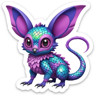  exotic tropical cyber-Stitch-Noibat-Trico-Fakémon-Pokémon-Vernid-creature sticker