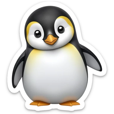 cinematic-cute-emperor-penguin-portrait-emoji,-head-tilted-playfully-and-inquisitively,-with-glossy,-pristine-plumage-accented-by-a-bright-beak-and-round,-sparkling-eyes-filled-with-curiosity,-simplified-yet-irresistibly-adorable-features,  sticker