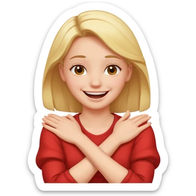 arms crossed holding neck laughing girl sticker