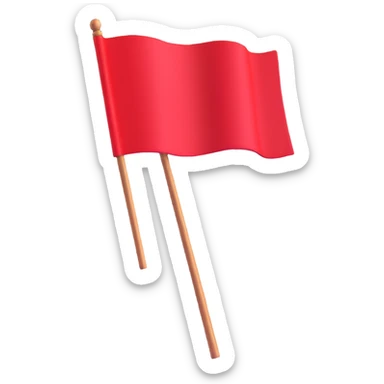 red flag on a wooden stick sticker