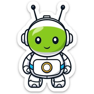 Cute android robot mascot with antenna sticker