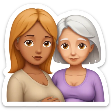 overlapping profiles of girl, pregnant woman, and elderly woman sticker