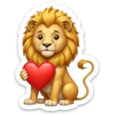 Lion with a heart  sticker