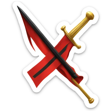 Red flag with black diagonal line with a gold sword design in the middle  sticker