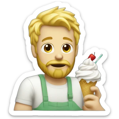 Blond man bearded smoking eating ice-cream sticker
