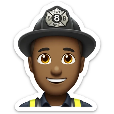 Firefighter wearing a badge that says 58 on it sticker