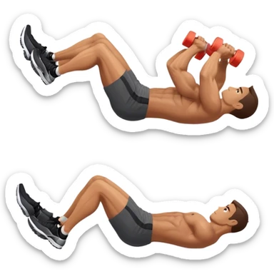side-view of guy doing decline abdominal Crunches with sixpack sticker