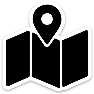 solid filled map with a pin icon sticker