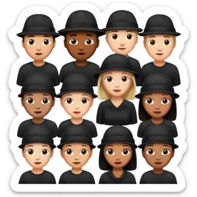 black hat wearing people sticker