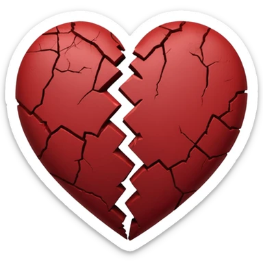 A dark red heart, broken and plastered together sticker