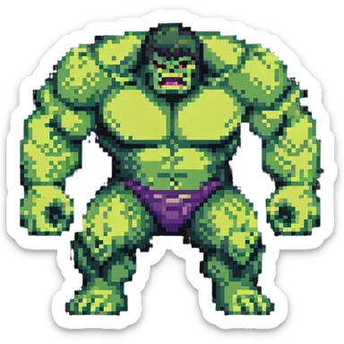 Abomination fighting Hulk, 8-bit style battle between monsters sticker