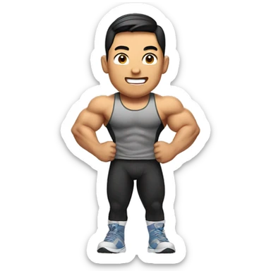 muscle asian man celebrating his birthday sticker