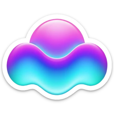 futuristic minimalistic emoji icon, abstract holographic wave or pulse symbolizing "Many voices. One purpose. One future", neon purple and cyan gradient, glowing aura, dark sci-fi background, 1:1 aspect ratio sticker