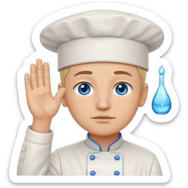 Chef saluting while crying blue eyes sticker