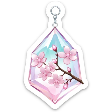 Hanging Iridescent pastel pink sakura crystals white-pearly suncatcher sticker