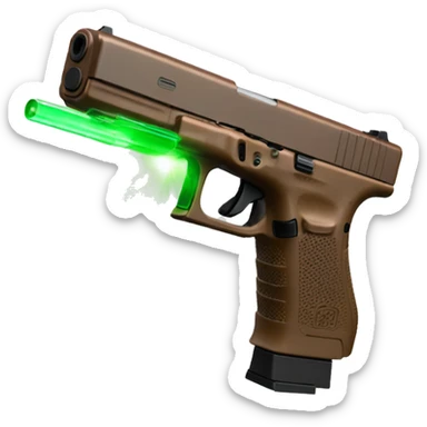 Brown Glock 17 with drum and green laser beam  sticker