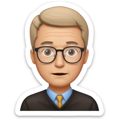 a man teacher, head is rotated 40 degrees, with an aching logo beside the neck sticker