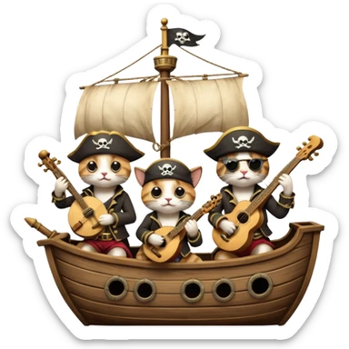 pirate cats with one eye closed with band sticker