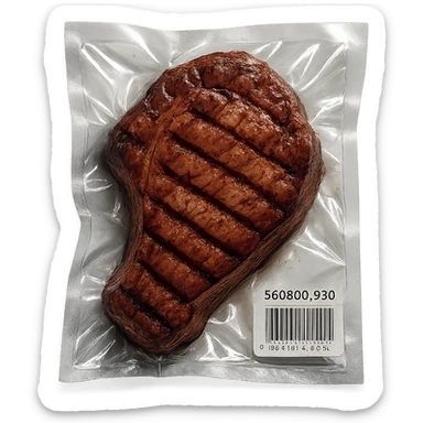 grilled steak, glossy vacuum-sealed style sticker