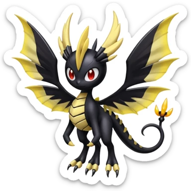Spooky dark evil gloomy Meloetta-Giratina-Noibat-Pokémon-Fakémon-fusion-hybrid-creature sticker
