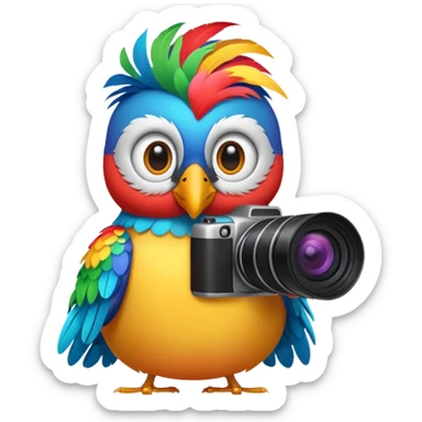 bird with a camera sticker