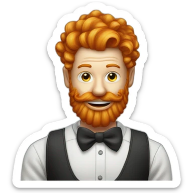 ginger man with clown mask, barber on background sticker