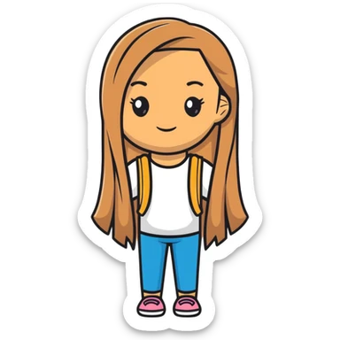 chica morena de pelo largo y liso sticker