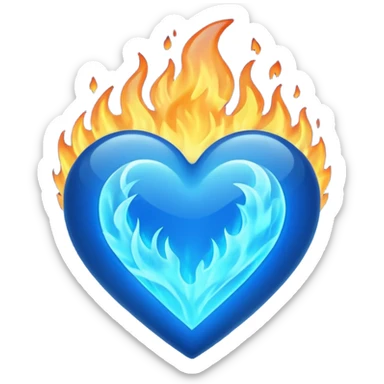 Emoji style Blue fire heart sticker