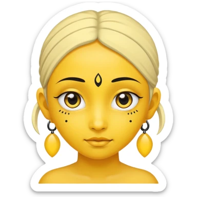 Yellow face with cute eyes and black bindi sticker