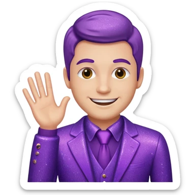 man office supervisor wearing glitter purple glittery clothes sticker