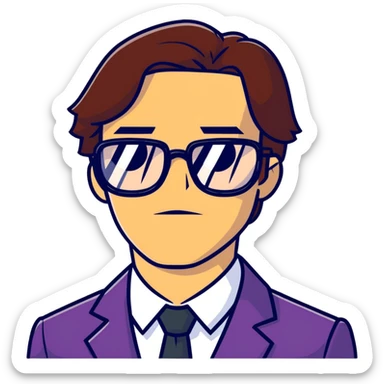 Helmut Zemo with brown hair and glasses, villain from Marvel's Captain America Civil War, serious expression sticker