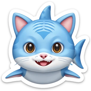 shark cat mofusand sticker