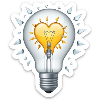 A light bulb broken in half is like a broken heart 💔 sticker