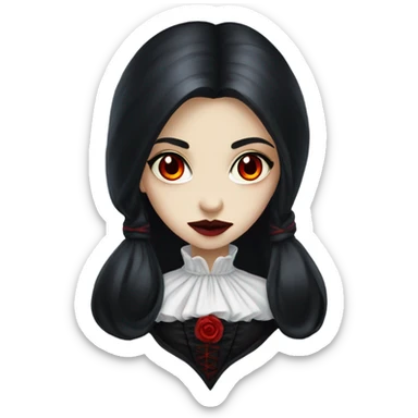 vampire girl, red eyes, black long hair, victorian dress sticker